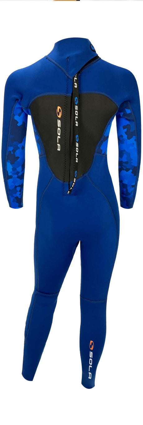 Sola Kids Storm 3/2 mm Wetsuit - Blue/Camo