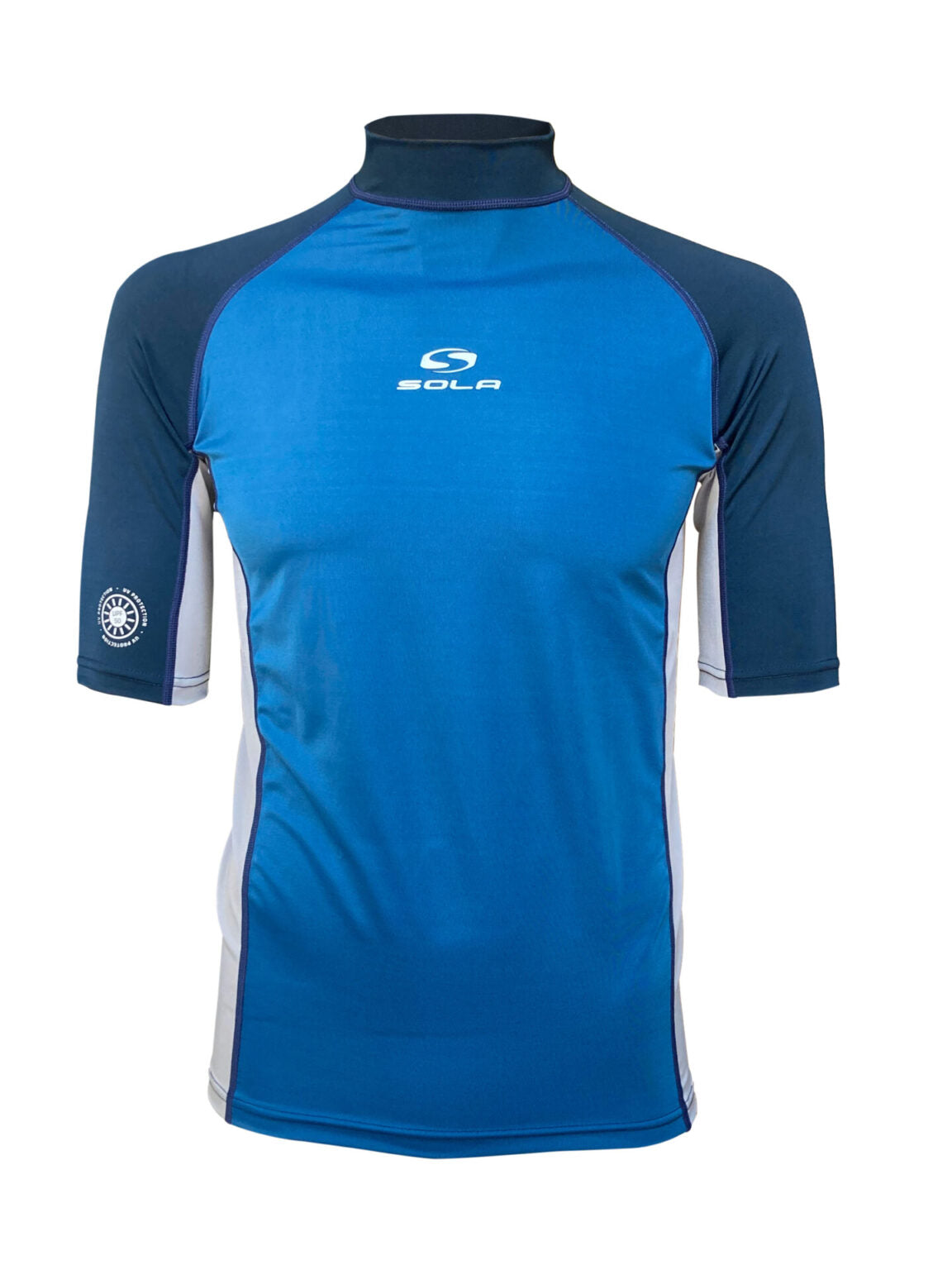 Sola Short Sleeve Rash Vest - Aqua/Navy