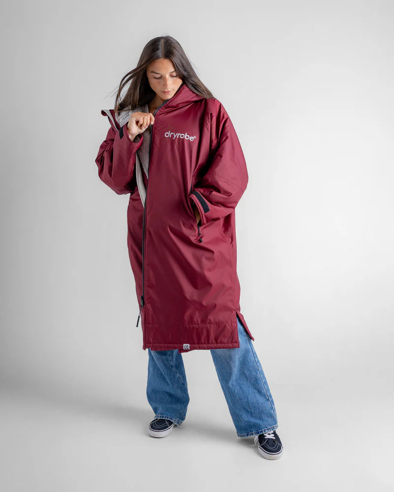 Dryrobe Advance - Long Sleeve - Burgundy/Silver Grey