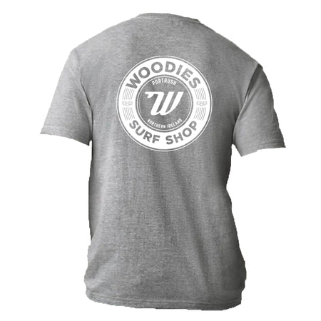 Woodies Tee - Graphite - White Retro Logo
