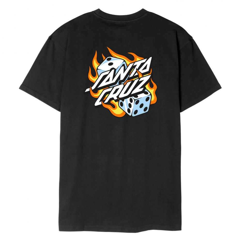 Santa Cruz Flaming Dice Dot T-Shirt - Black