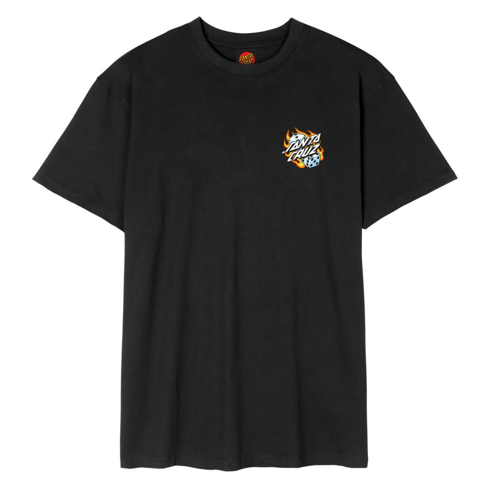 Santa Cruz Flaming Dice Dot T-Shirt - Black