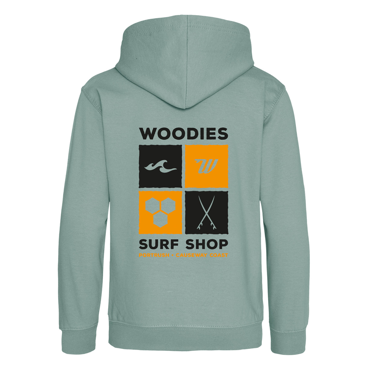 Woodies Kids  Hoody - Tiles Logo - Dusty Green