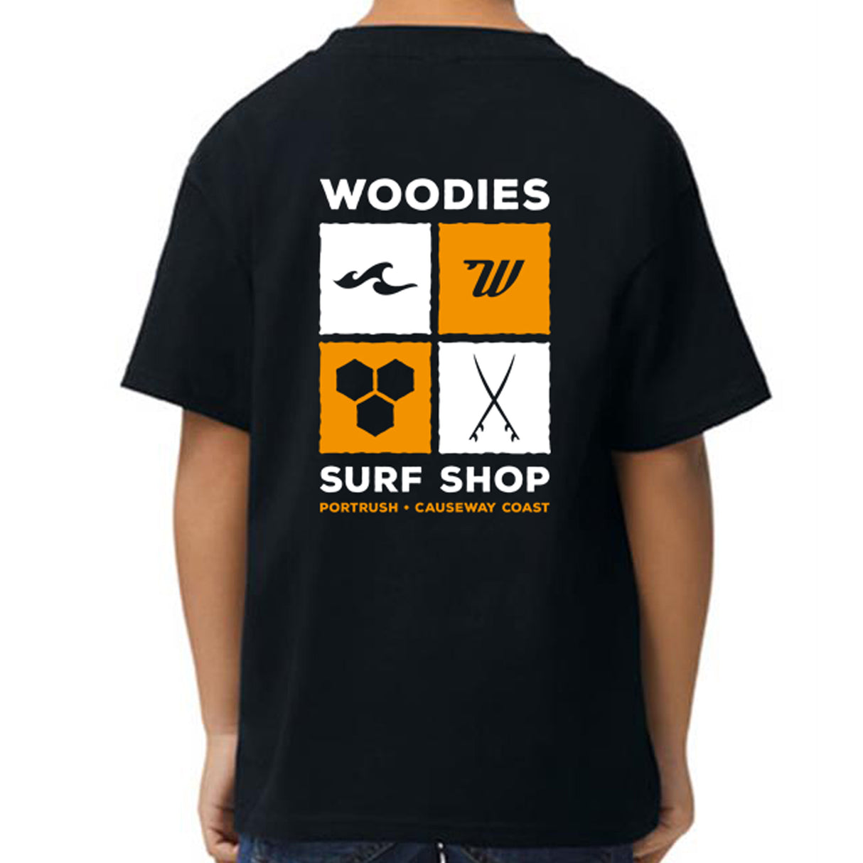Woodies Kids Tee - Tiles Logo - Black