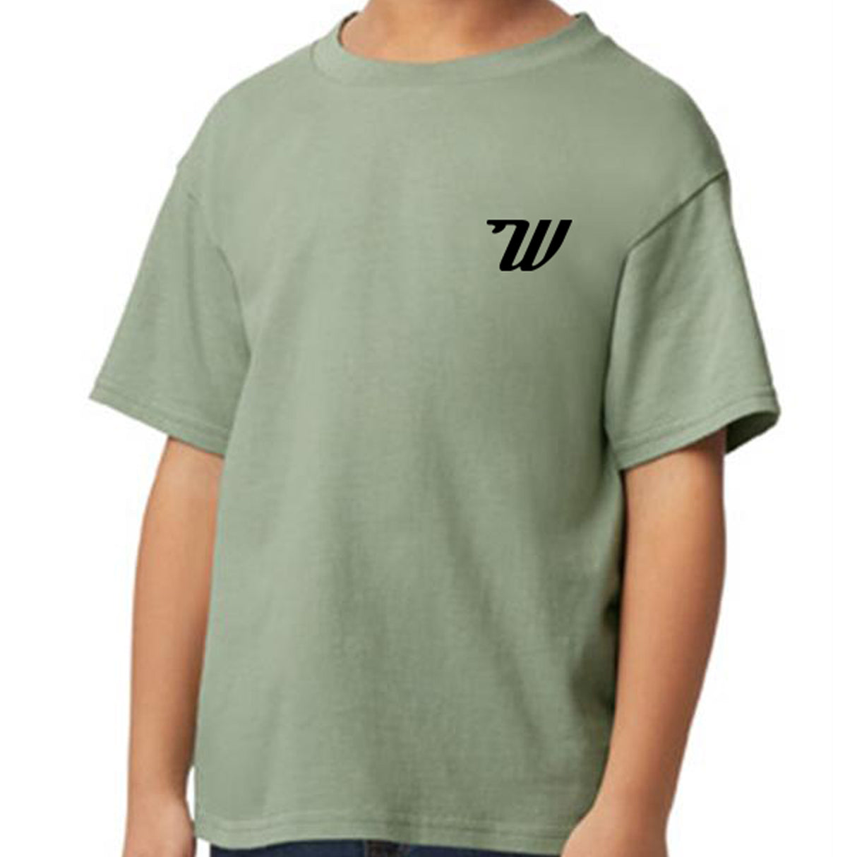 Woodies Kids Tee - Tiles Logo - Sage