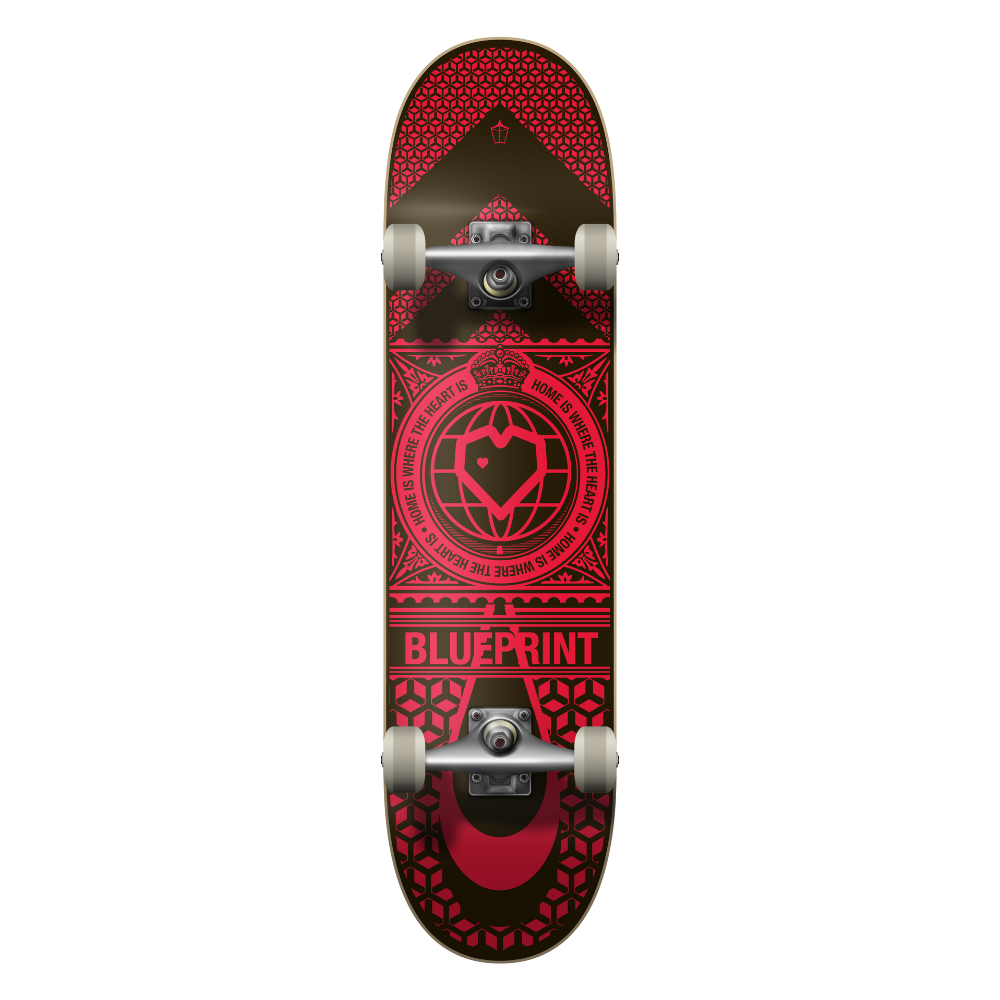Blueprint Home Heart Complete Skateboard - Black/Red - 8"