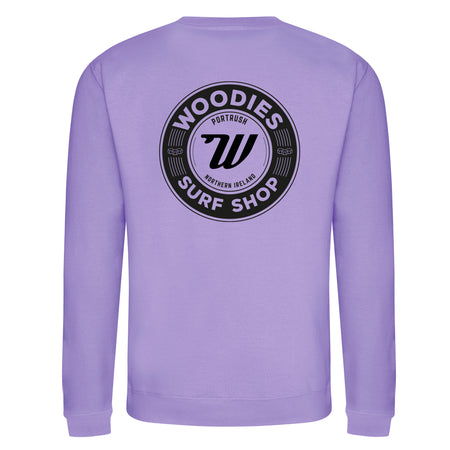 Woodies Retro Logo Crew - Digital Lavender