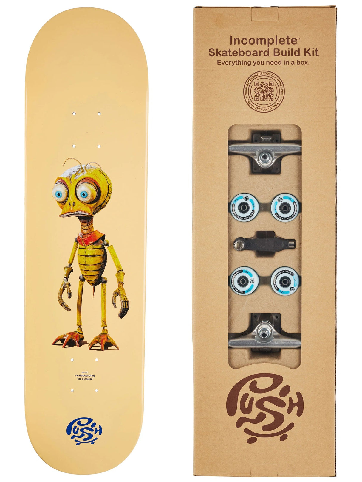 Push Bee Complete Skateboard Kit - Zombie - Peach - 8"