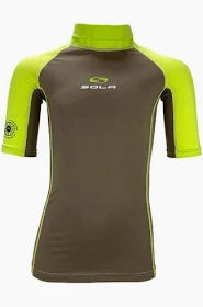 Sola Junior Super Stretch Rash Vest - Lime/Grey