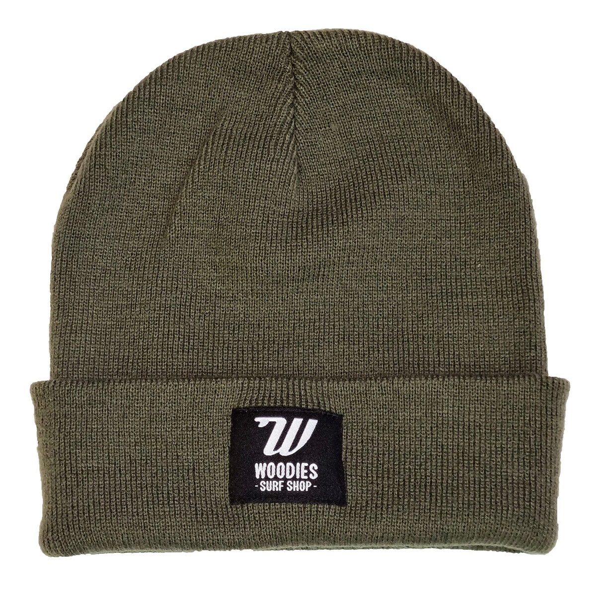 Woodies Folded Beanie - Olive Green
