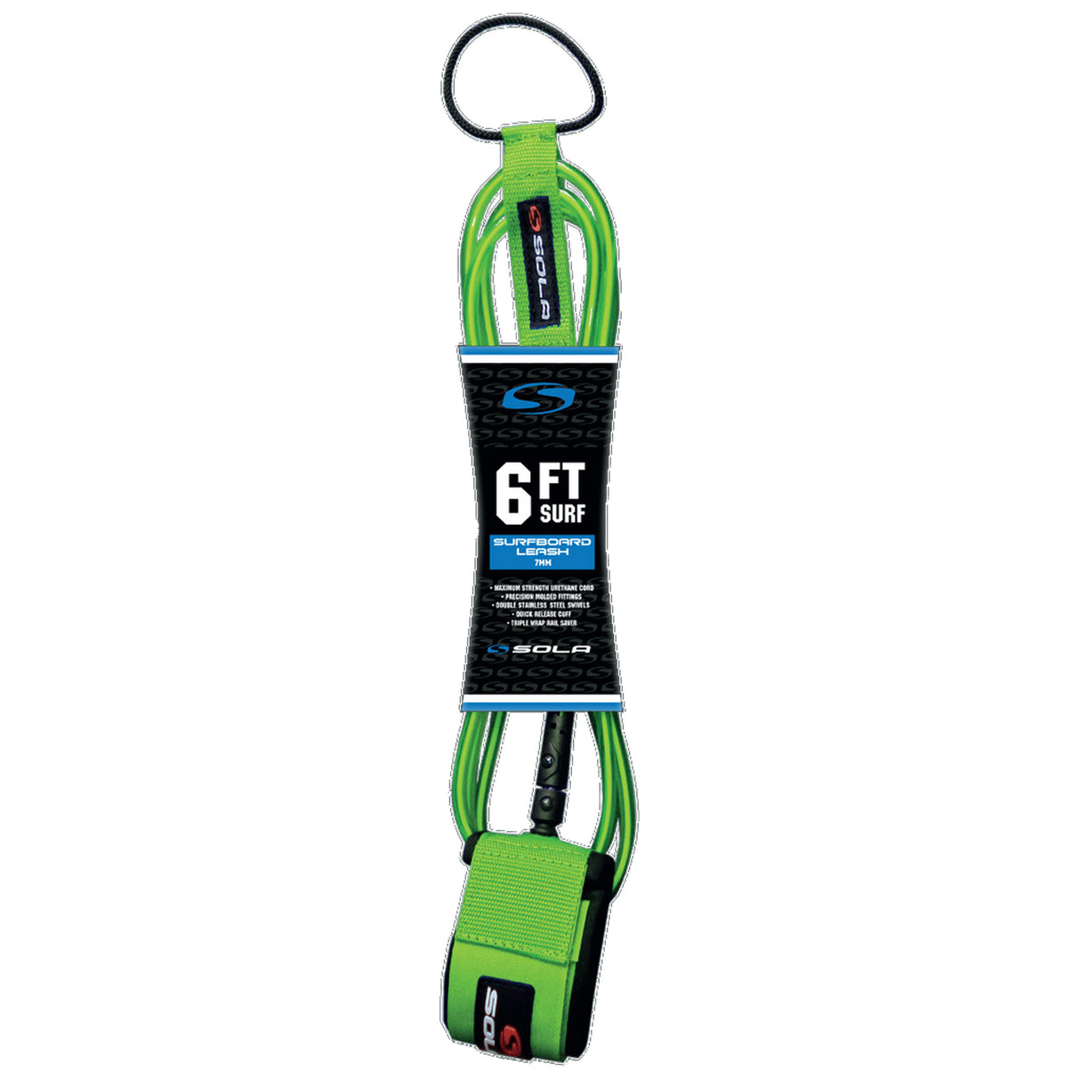 Sola 6ft Surfboard Leash - Green