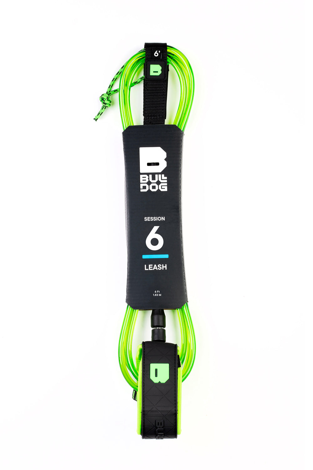 Bulldog Surfboard Leash - Black/Lime