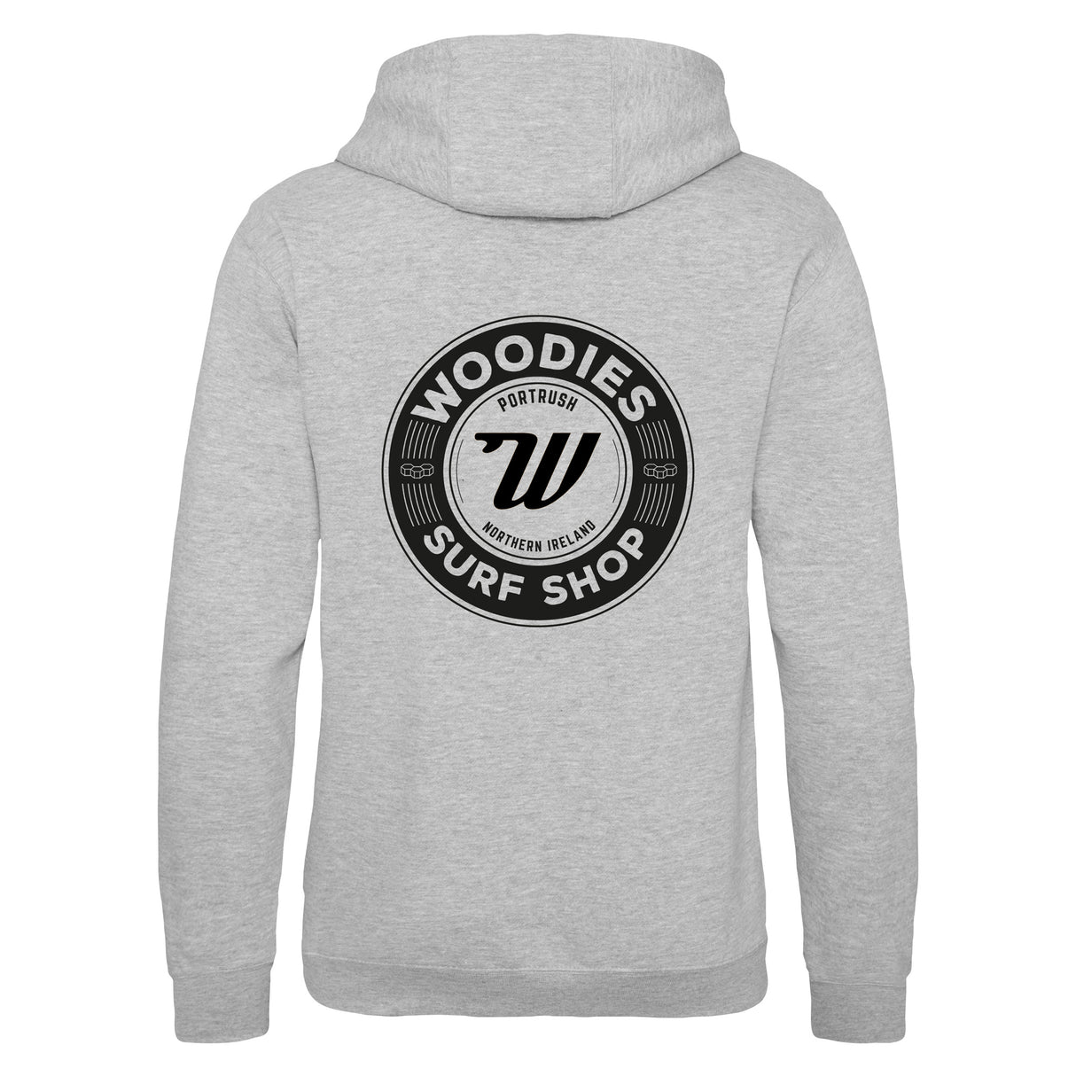 Woodies Hoody - Heather Grey - Retro Logo