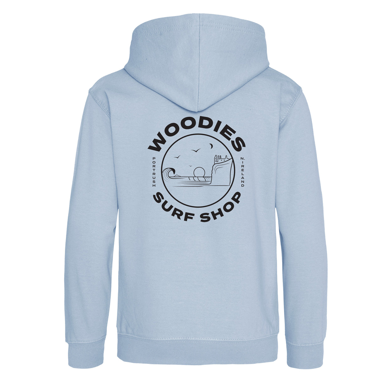 Woodies Kids  Hoody - Dunluce Logo - Sky Blue