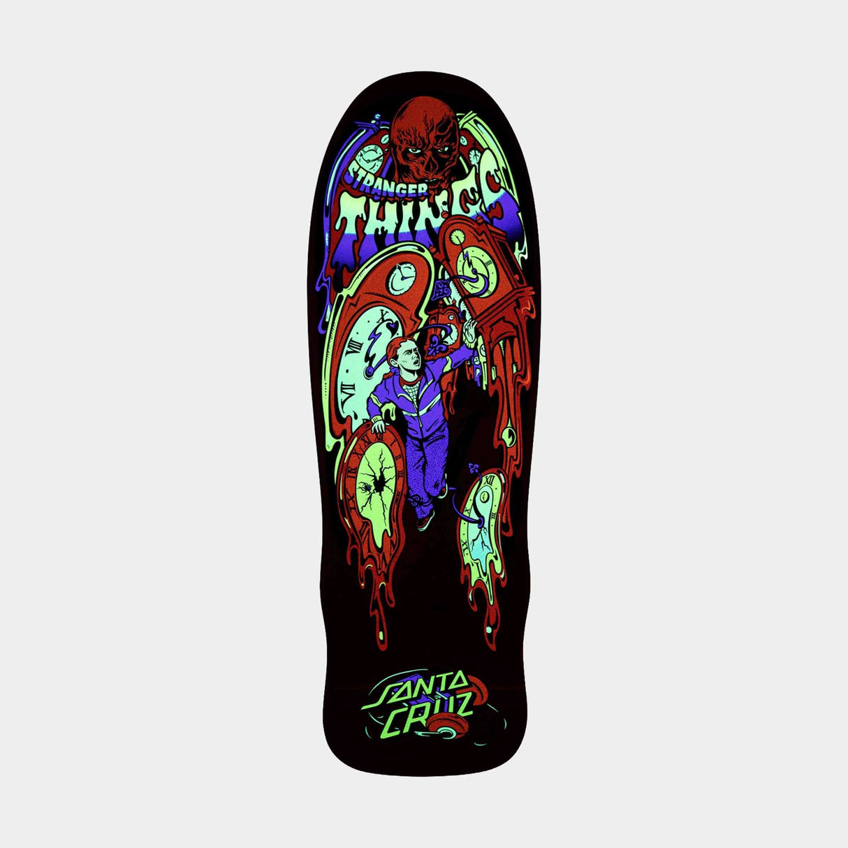 Santa Cruz X Stranger Things Skateboard Deck - Melting Clock - Red - 9.7"