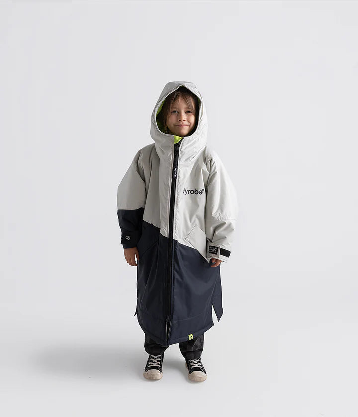 Dryrobe Advance Kids Long Sleeve - Anthracite & Lime Contrast