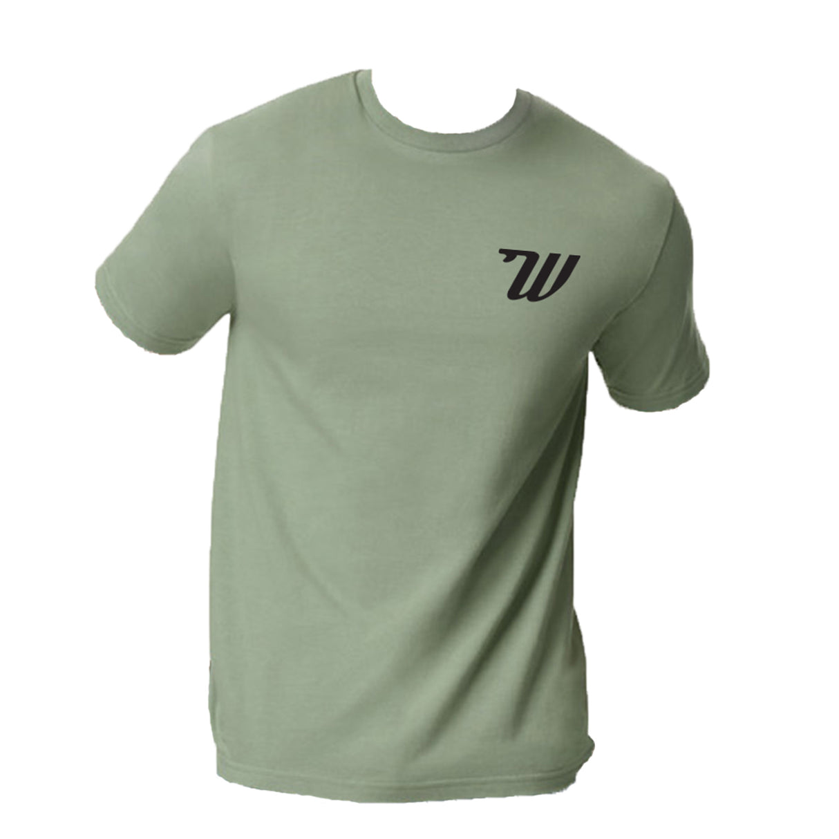 Woodies Retro Logo Tee - Sage - Black Logo