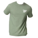 Woodies Retro Logo Tee - Sage - White Logo