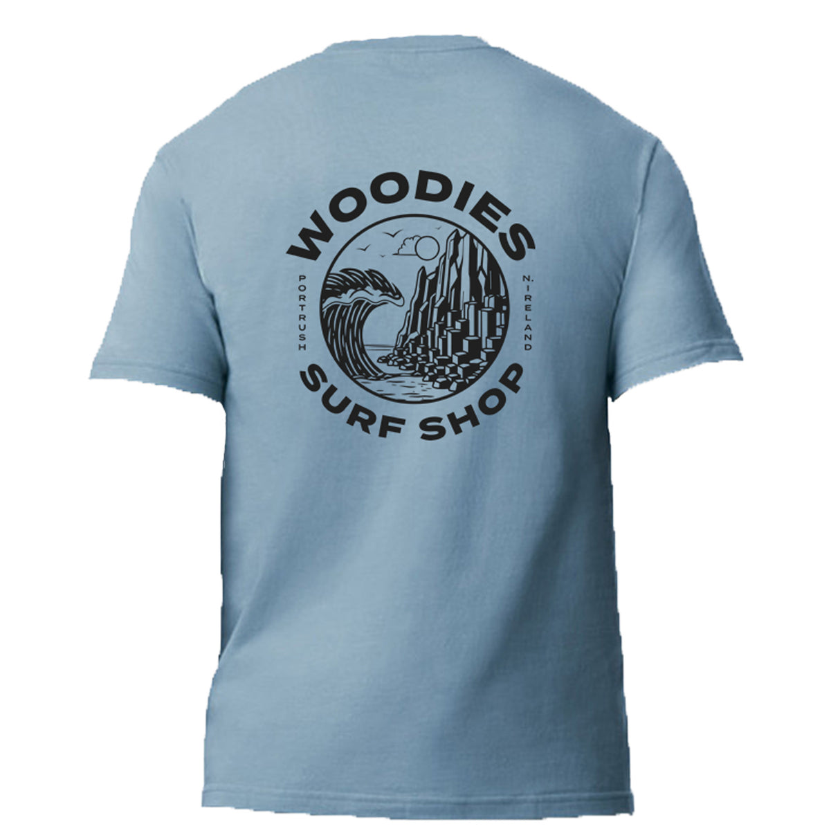 Woodies Causeway Logo Tee - Stone Blue