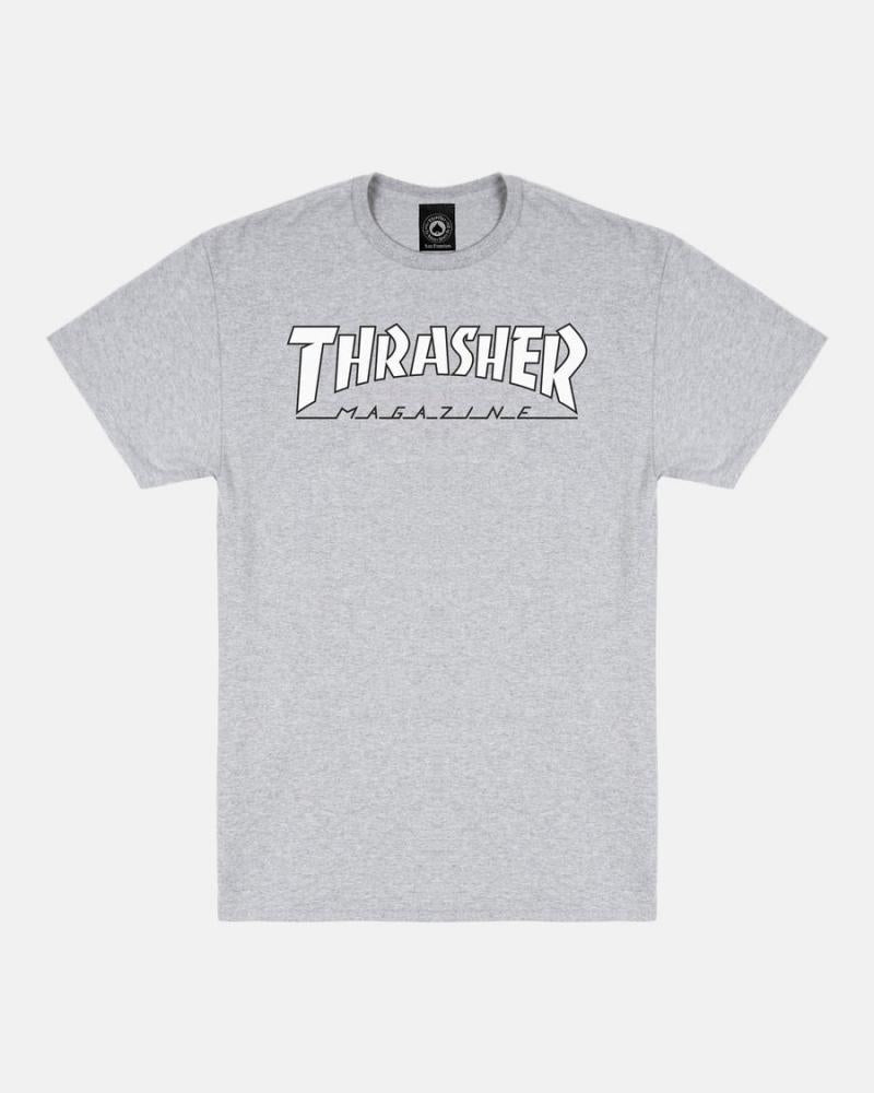 Thrasher Outlined T-Shirt - Grey/White