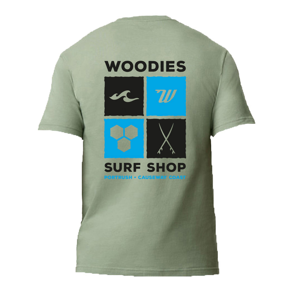 Woodies Tiles Logo Tee - Sage