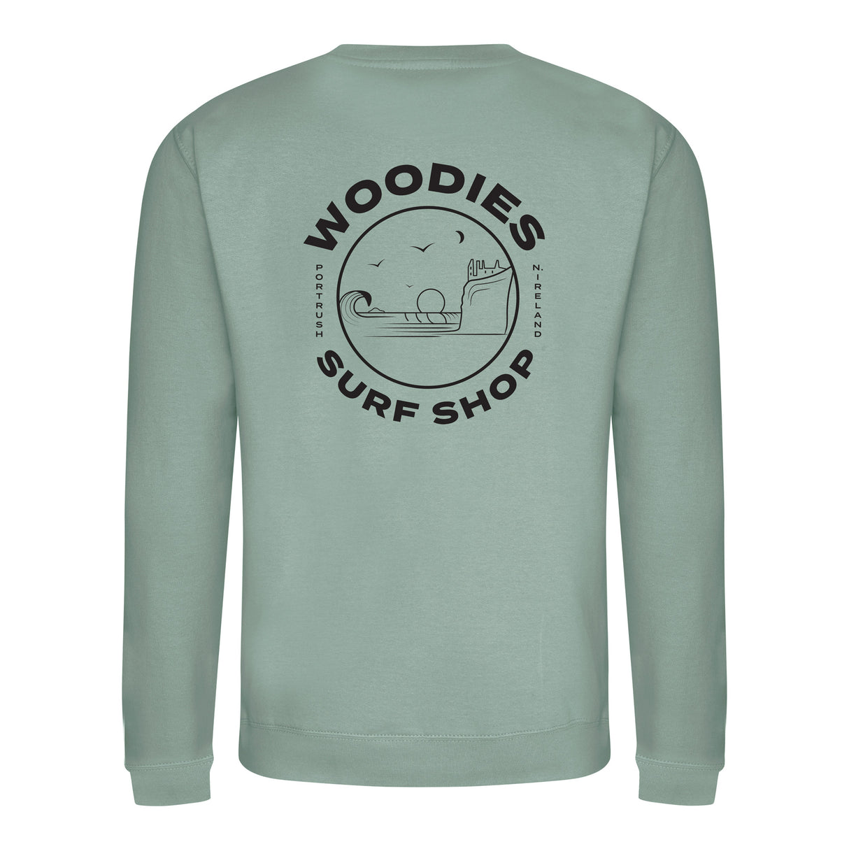 Woodies Dunluce Logo Crew - Dusty Green