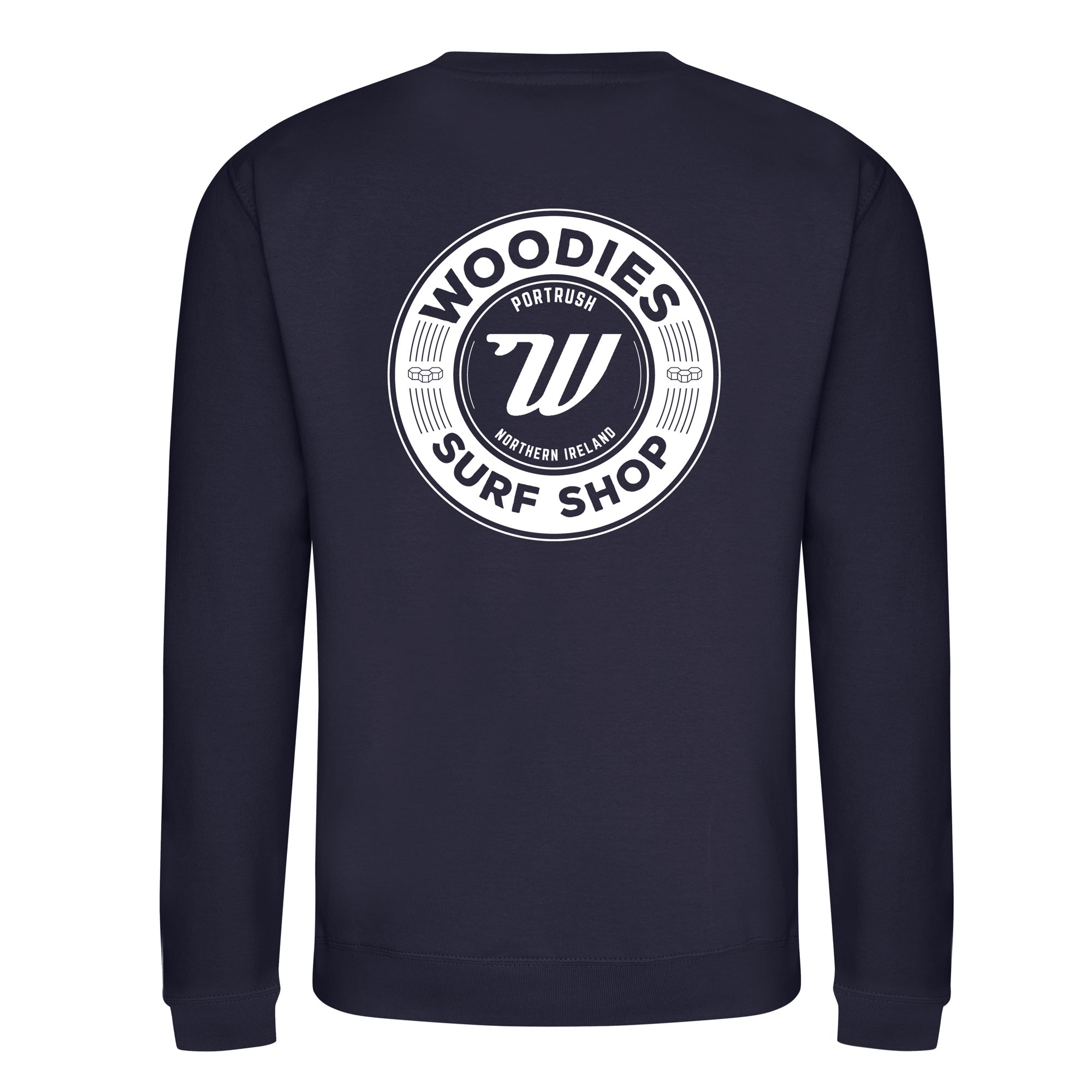 Woodies Retro Logo Crew French Navy Woodies Surf Shop