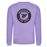 Woodies Retro Logo Crew - Digital Lavender