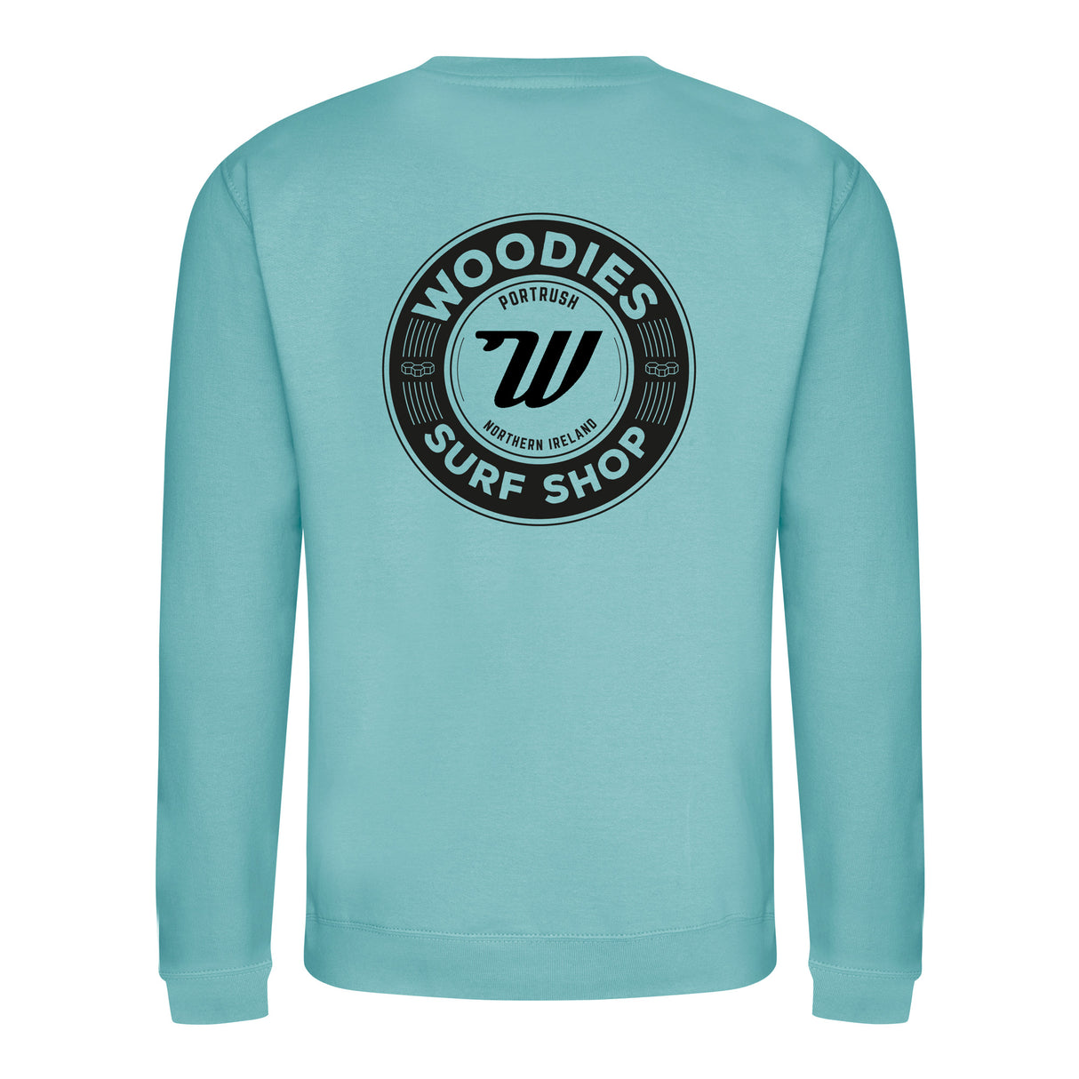 Woodies Retro Logo Crew - Seafoam