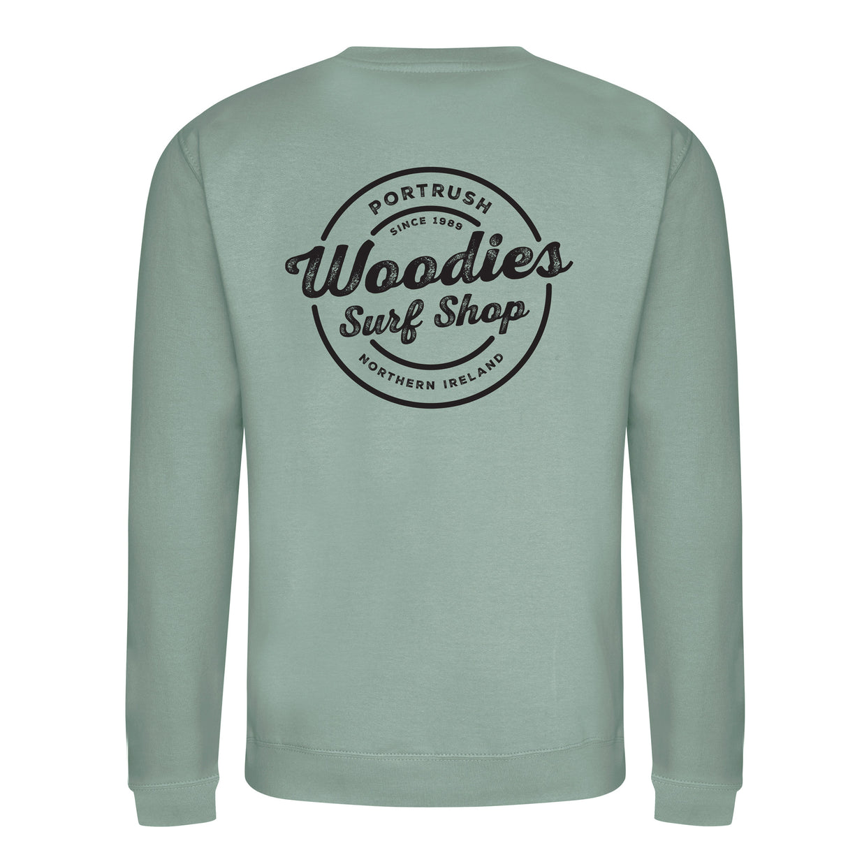 Woodies Kids Sweatshirt - Script Logo - Dusty Green