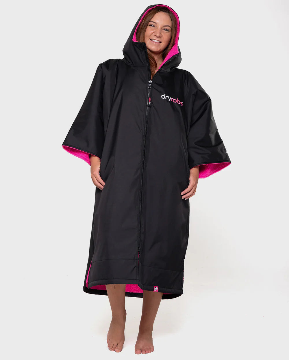 Dryrobe Advance - Short Sleeve - Black / Pink