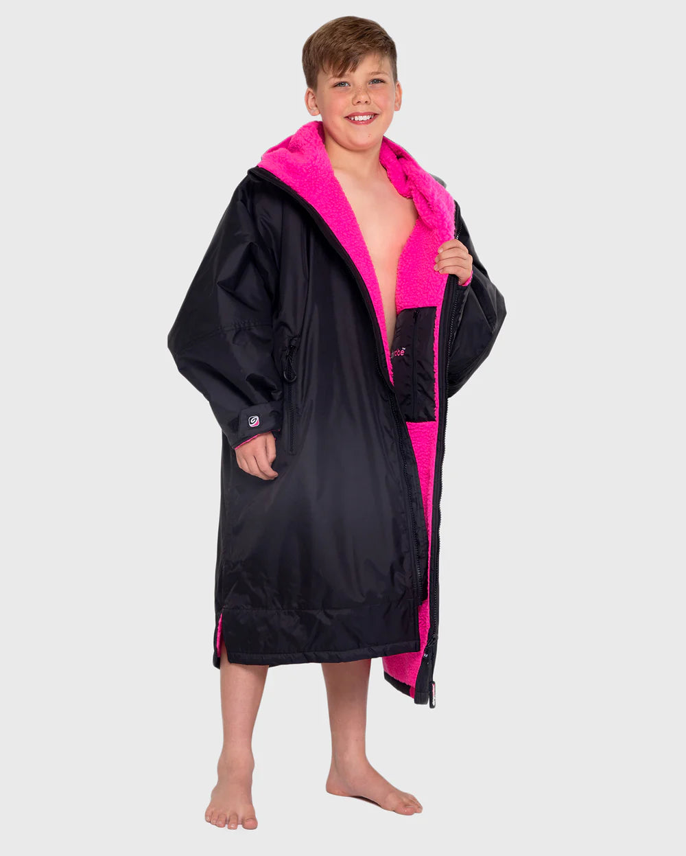 Dryrobe Advance Kids Long Sleeve - Black & Pink