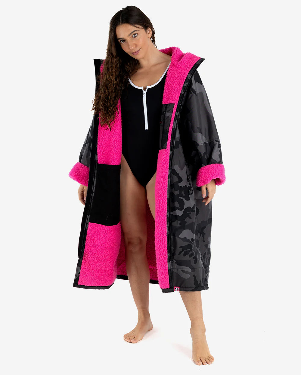 Dryrobe Advance - Long Sleeve - Black Camouflage/Pink