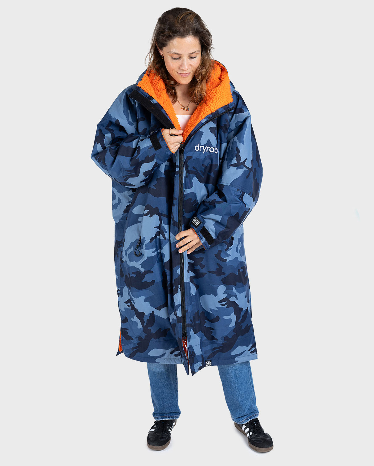 Dryrobe Advance - Long Sleeve - Blue Camo/Orange