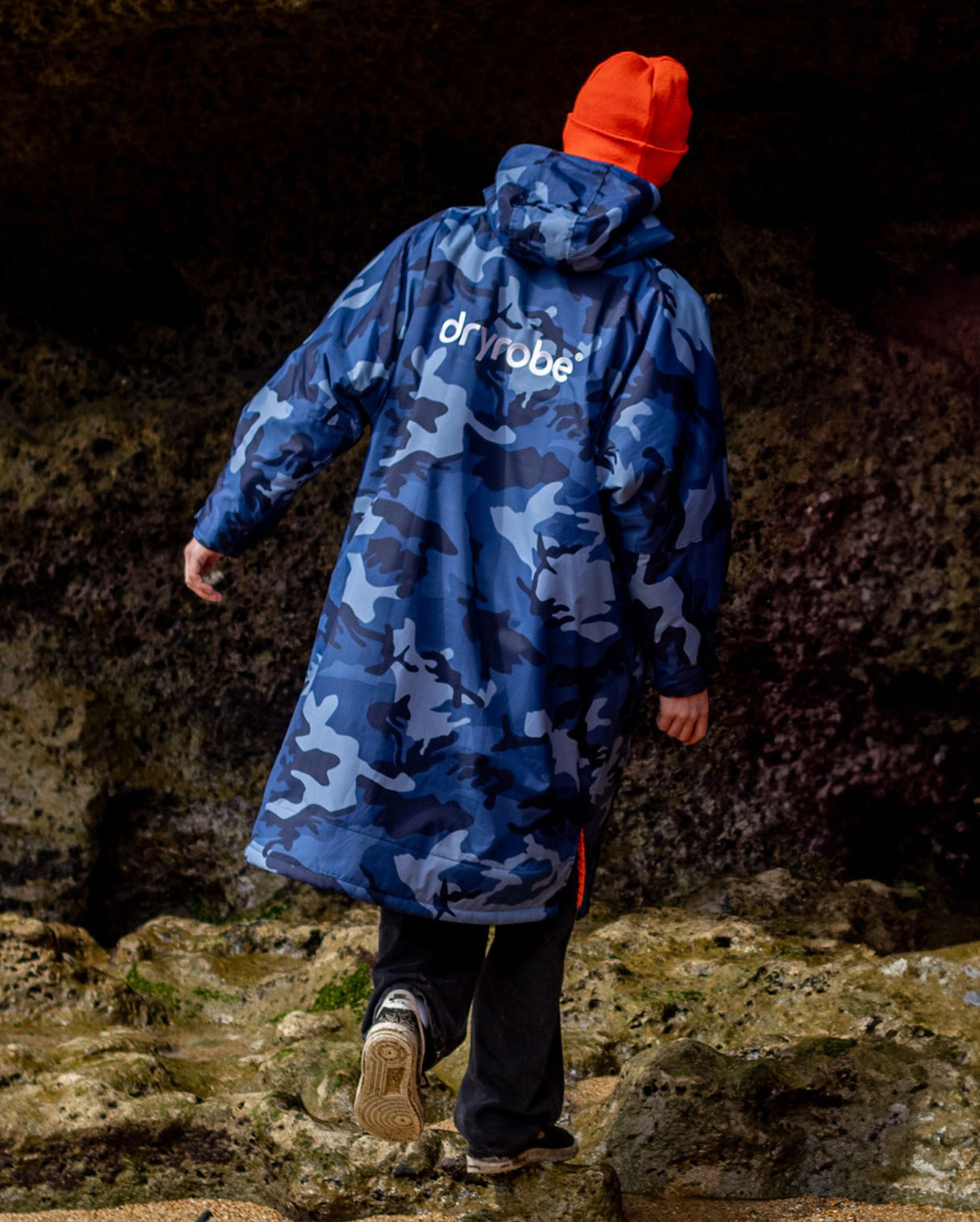 Dryrobe Advance - Long Sleeve - Blue Camo/Orange