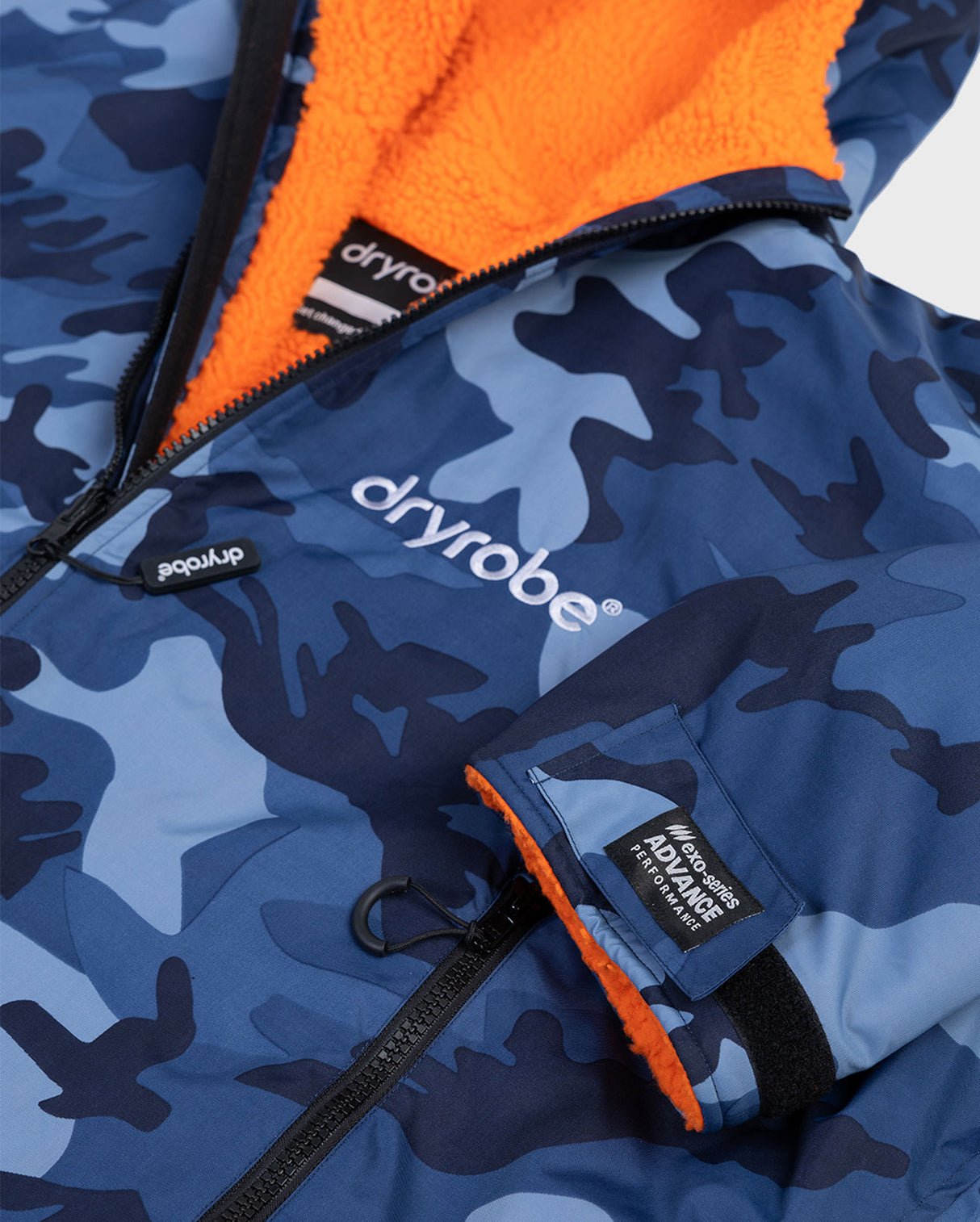 Dryrobe Advance - Long Sleeve - Blue Camo/Orange