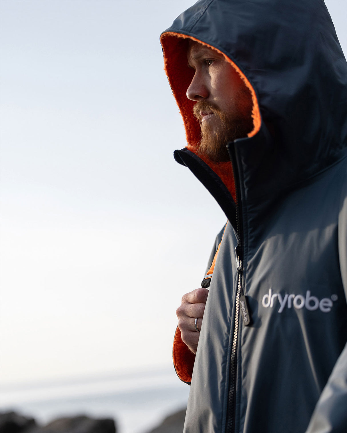 Dryrobe Advance - Long Sleeve - Dark Grey/Orange