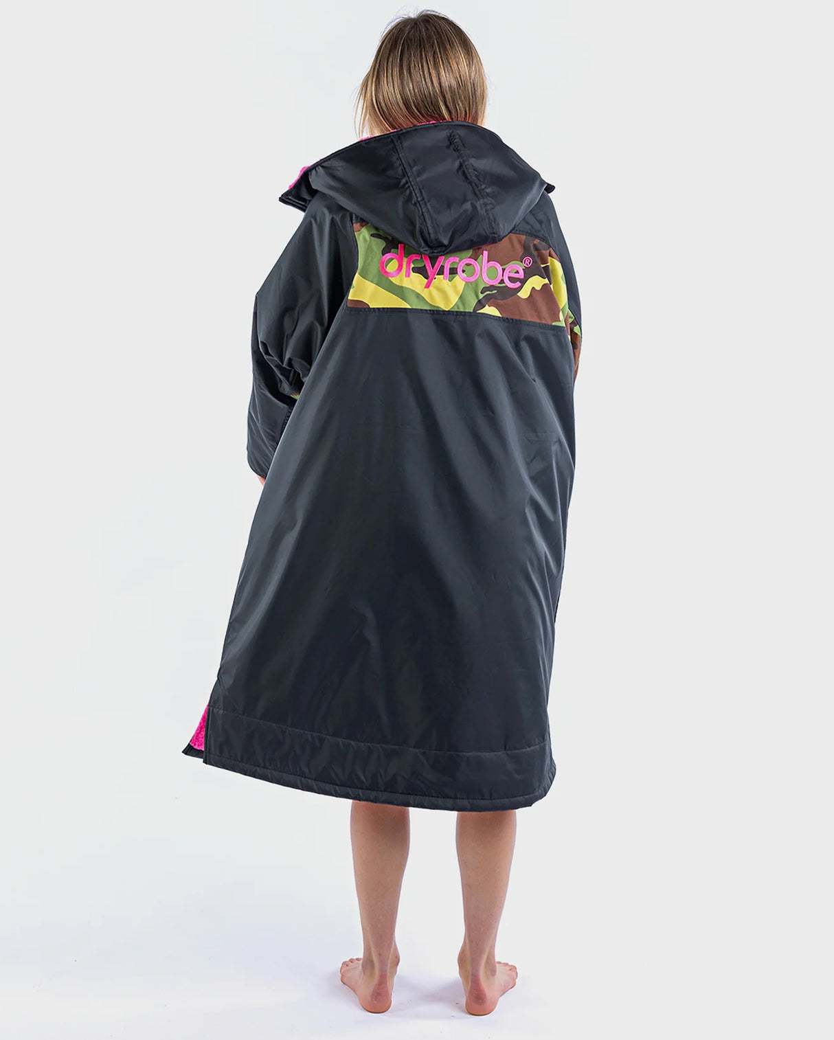 Dryrobe Advance Kids Long Sleeve Remix - Black Pink/Camo