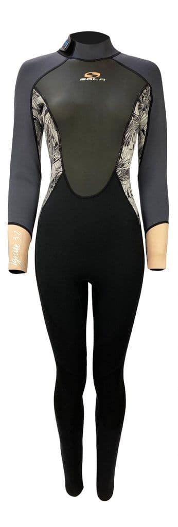 Sola Ladies Ignite 3/2 mm Wetsuit - Grey/Floral